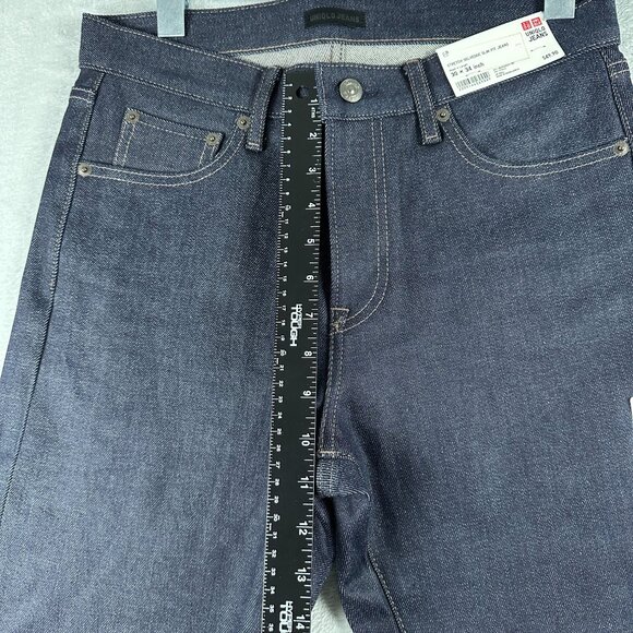 Uniqlo Straight Leg Jeans Stretch Selvedge Slim Fit Womens Size 30X34 Blue - Picture 9 of 13